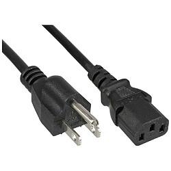 Câble d'alimentation, InLine®, connecteur d'alimentation américain vers connecteur IEC C13 à 3 broches, noir, 18AWG, 0,5 m