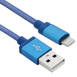 Avis Wewoo Câble bleu pour iPhone X / 8 & 8 Plus / 7 & 7 Plus / 6 & 6s & 6 Plus & 6s Plus / iPad 1m Net Style Haute Qualité Métal Tête Lightning à USB Données / Chargeur Câble,