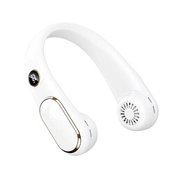 Ventilateur de Tour de Cou Refroidisseur Suspendu Sans Lame Ventilateur Portable Rechargeable Numérique USB White Blanc