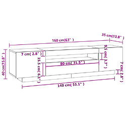 vidaXL Meuble TV avec lumières LED blanc 160x35x40 cm pas cher