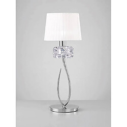 Luminaire Center Lampe de Table Loewe 1 Ampoule E27 Big, chrome poli avec Abat jour blanc