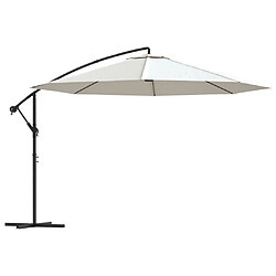 vidaXL Parasol de jardin en porte-à-faux 3,5 m blanc sable