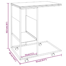 vidaXL Table d'appoint avec roues blanc 55x36x63,5cm bois d'ingénierie pas cher