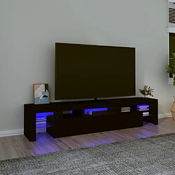 vidaXL Meuble TV avec lumières LED Noir 200x36,5x40 cm