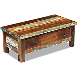 vidaXL Table basse à tiroirs Bois de récupération 90x45x35 cm