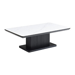 Avis Vente-Unique Table basse en céramique et MDF - Effet marbre blanc et Noir - LAOMINIA