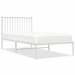 vidaXL Cadre de lit métal sans matelas avec tête de lit blanc 90x190cm