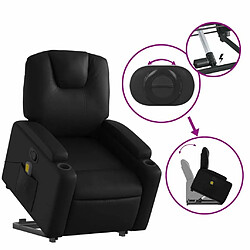 Maison Chic Fauteuil Relax pour salon, Fauteuil inclinable de massage Noir Similicuir -GKD70015 pas cher