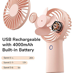 Acheter Ventilateur Portable, Mini Ventilateur à Main 4000mAh ,Petit ventilateur rechargeable USB [5-20H de Temps de Travail] Ventilateur personnel à piles avec 3 Vitesses pour l'extérieur/le Bureau