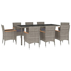 Salle à manger de jardin 9 pcs,Table et chaise à dîner avec coussins Gris -MN47642