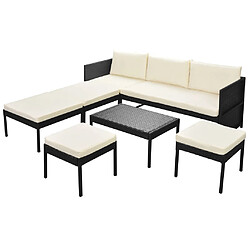 vidaXL Salon de jardin 6 pcs avec coussins résine tressée noir