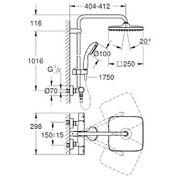 Grohe Colonne de douche avec mitigeur thermostatique Vitalio start system 250 Cube pas cher