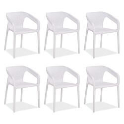 Homestyle4U Lot de 6 chaises jardin en blanc