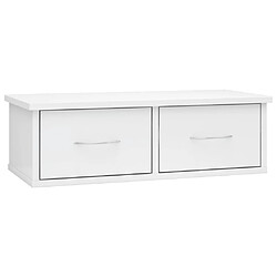 Maison Chic Étagère murale flottante,Etagère de rangement à tiroirs Blanc brillant 60x26x18,5 cm -MN57176