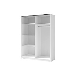 Avis Vente-Unique Armoire 2 portes coulissantes - Avec miroir - L200 cm - Blanc et naturel - TINDANIA