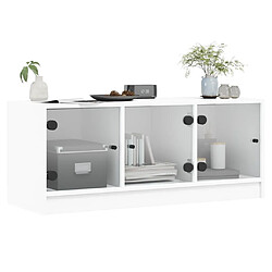 Avis vidaXL Meuble TV avec portes en verre blanc 102x37x42 cm