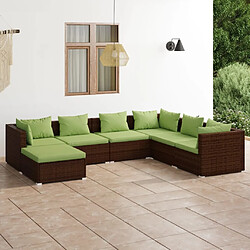 Maison Chic Salon de jardin 7 pcs + coussins - Mobilier/Meubles de jardin - Table et chaises d'extérieur Résine tressée Marron -MN58750