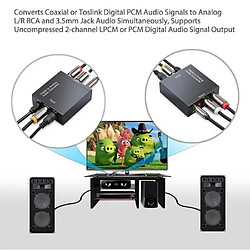 Converteur 3.5 MM Audio digitale (Toslink et Coaxial) à analogue (Cinch) transducteur audio décodeur avec un adaptateur prise conver