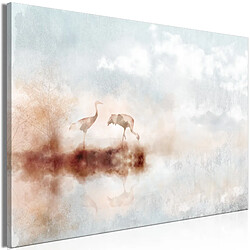 Decoshop26 Tableau toile de décoration murale impression premium en 1 partie sur châssis en bois motif Grues le matin 120x80cm 11_0017841