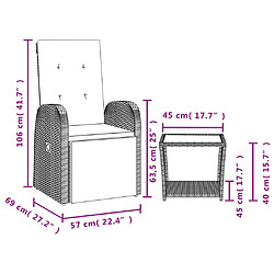 Avis vidaXL Ensemble à manger de jardin et coussins 2 pcs gris rotin