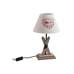 Aubry Gaspard Lampe avec pied en bois décor ski. Lampe avec pied en bois décor ski