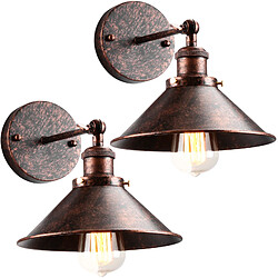 Stoex (2X)Applique Murale Rétro Moderne Ø22CM Lampe Murale Vintage D'Intérieur Applique Murale Simple en Métal Ampoule E27 Pour Éclairage Intérieur