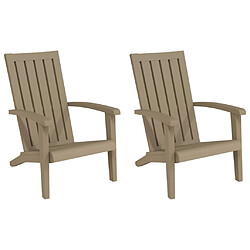 vidaXL Chaises de jardin Adirondack lot de 2 marron clair PP