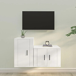 vidaXL Ensemble de meubles TV 2 pcs Blanc Bois d'ingénierie