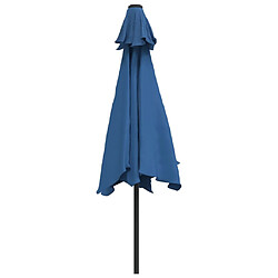 Avis Helloshop26 Parasol d'extérieur avec led et mât en acier 300 cm bleu 02_0008174