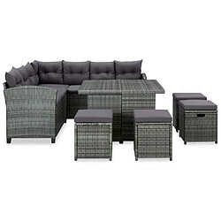 Maison Chic Salon de jardin 6 pcs + coussins - Mobilier/Meubles de jardin - Table et chaises d'extérieur Résine tressée Gris -MN85467