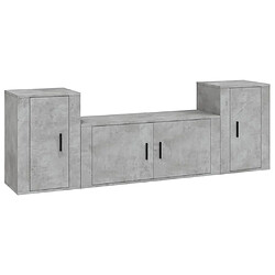 vidaXL Ensemble de meubles TV 3 pcs Gris béton Bois d'ingénierie