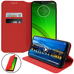 Avizar Housse Motorola Moto G7 Power Étui Folio Fonction Support Vidéo Rouge