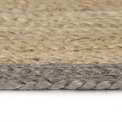 Decoshop26 Tapis fait à la main Jute avec bord gris 150 cm DEC023471 pas cher