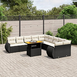 Maison Chic Salon de jardin 11 pcs avec coussins, Ensemble Tables et chaises d'extérieur noir résine tressée -GKD170886