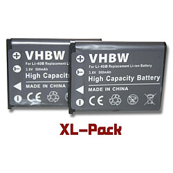 vhbw set de 2 batteries 500mAh compatible avec Traveler XS-40, XS-70, XS70, XS-80, XS80, XS400, XS-400, XS-4000, XS4000, SW12, SW-12 appareil photo