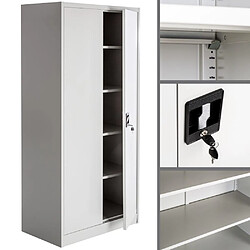 Helloshop26 Armoire de bureau verrouillable dotée de 4 étagères meuble 5 niveaux gris 08_0000383