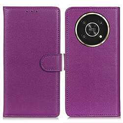 Etui en PU texture litchi, fermeture aimantée violet pour votre Honor X30