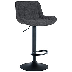 Decoshop26 Tabouret de bar x1 structure métallique noir assise en tissu noir avec surpiqûres 10_0005450