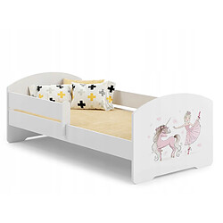 Mpc Lit simple avec matelas sticker fille et cheval 140 x 70