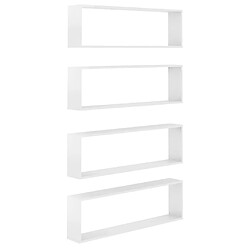 Maison Chic Lot de 4 Étagères cube murales,Etagère de rangement flottantes Blanc brillant 100x15x30cm Aggloméré -MN48222