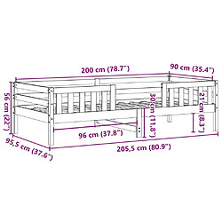 Vidaxl Cadre de lit 90x200 cm bois de pin massif pas cher