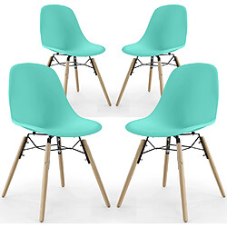 ICONIK INTERIOR Chaise de Salle à Manger - Design Scandinave - Pieds en Bois - Lot de 4 - Skögur Turquoise