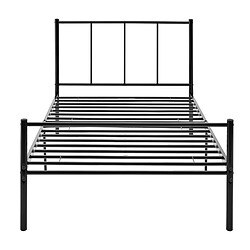 Acheter Lit simple Laos Métal avec Sommier à Lattes 90 x 200 cm Noir [en.casa]