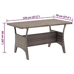 Acheter vidaXL Table de jardin Gris 120x70x66 cm Résine tressée