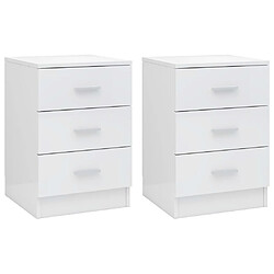 Maison Chic Lot de 2 Tables de chevet,Table de nuit,Table d'appoint pour salon Blanc brillant 38 x 35 x 56 cm Aggloméré -MN76284