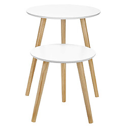 Helloshop26 Lot de 2 tables basses table ronde pour cafétéria table de chevet style scandinave moderne minimaliste salon chambre blanc 12_0002956