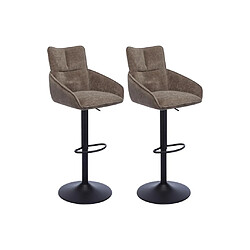 Vente-Unique Lot de 2 tabourets de bar en tissu et métal noir - Hauteur réglable - Taupe - LIKOLIA