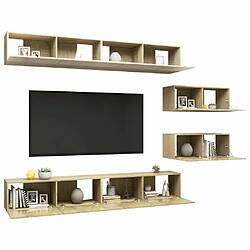 Avis Maison Chic Ensemble de meubles TV 6 pcs | Banc TV Moderne pour salon | Meuble de Rangement - Chêne sonoma Aggloméré -MN42771