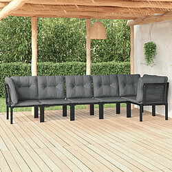 Maison Chic Salon de jardin 6 pcs - Table et chaises d'extérieur - Mobilier/Meubles de jardin Moderne noir et gris résine tressée -MN76375