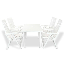 Maison Chic Mobilier à dîner 5 pcs de jardin - Ensemble table et chaises d'extérieur - Salon/Mobilier de jardin classique Plastique Blanc -MN27711